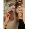image:imageGORGLITTER Womens Gold Sandals Dressy Cute Summer 2026 Bow Square Toe Trendy Beach Boho Wedding Vacation Slides ShoesApricot