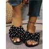 image:imageGORGLITTER Womens Gold Sandals Dressy Cute Summer 2026 Bow Square Toe Trendy Beach Boho Wedding Vacation Slides ShoesBlack a