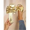 image:imageGORGLITTER Womens Gold Sandals Dressy Cute Summer 2026 Bow Square Toe Trendy Beach Boho Wedding Vacation Slides ShoesGold