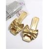 image:imageGORGLITTER Womens Gold Sandals Dressy Cute Summer 2026 Bow Square Toe Trendy Beach Boho Wedding Vacation Slides ShoesGold