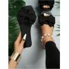 image:imageGORGLITTER Womens Gold Sandals Dressy Cute Summer 2026 Bow Square Toe Trendy Beach Boho Wedding Vacation Slides ShoesPure Black a