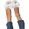image:imageGORGLITTER Womens Gold Sandals Dressy Cute Summer 2026 Bow Square Toe Trendy Beach Boho Wedding Vacation Slides ShoesSolid White
