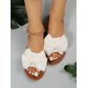 image:imageGORGLITTER Womens Gold Sandals Dressy Cute Summer 2026 Bow Square Toe Trendy Beach Boho Wedding Vacation Slides ShoesWhite