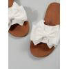 image:imageGORGLITTER Womens Gold Sandals Dressy Cute Summer 2026 Bow Square Toe Trendy Beach Boho Wedding Vacation Slides ShoesWhite