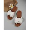 image:imageGORGLITTER Womens Gold Sandals Dressy Cute Summer 2026 Bow Square Toe Trendy Beach Boho Wedding Vacation Slides ShoesWhite
