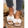 image:imageGORGLITTER Womens Gold Sandals Dressy Cute Summer 2026 Bow Square Toe Trendy Beach Boho Wedding Vacation Slides ShoesWhite Snow