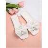 image:imageGORGLITTER Womens Gold Sandals Dressy Cute Summer 2026 Bow Square Toe Trendy Beach Boho Wedding Vacation Slides ShoesWhite Snow