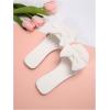 image:imageGORGLITTER Womens Gold Sandals Dressy Cute Summer 2026 Bow Square Toe Trendy Beach Boho Wedding Vacation Slides ShoesWhite Snow