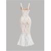 image:imageGORGLITTER Womens Lace Bodycon Fishtail Midi Dress Graduation Prom Wedding Guest Y2K Ruched Asymmetrical Summer DressWhite