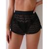 image:imageGORGLITTER Womens Lace Crochet Cover Up Shorts Beach Eyelet Hollow Out Sheer Bikini Swimsuit Bottoms Summer Vacation ShortsBlack