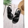 image:imageGORGLITTER Womens Leather Open Toe Braided Ankle Strap Sandals Dressy Summer Beach Vacation Flat SandalsBlack