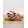 image:imageGORGLITTER Womens Leather Open Toe Braided Ankle Strap Sandals Dressy Summer Beach Vacation Flat SandalsBrown