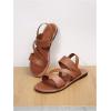 image:imageGORGLITTER Womens Leather Open Toe Braided Ankle Strap Sandals Dressy Summer Beach Vacation Flat SandalsBrown