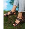image:imageGORGLITTER Womens Leather Open Toe Braided Ankle Strap Sandals Dressy Summer Beach Vacation Flat SandalsChocolate Brown