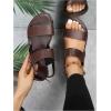 image:imageGORGLITTER Womens Leather Open Toe Braided Ankle Strap Sandals Dressy Summer Beach Vacation Flat SandalsChocolate Brown