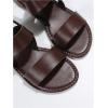 image:imageGORGLITTER Womens Leather Open Toe Braided Ankle Strap Sandals Dressy Summer Beach Vacation Flat SandalsChocolate Brown