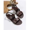 image:imageGORGLITTER Womens Leather Open Toe Braided Ankle Strap Sandals Dressy Summer Beach Vacation Flat SandalsChocolate Brown