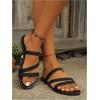 image:imageGORGLITTER Womens Leather Strappy Sandals Slippers Dressy Open Toe Slip on Vacation Summer Beach Flat SandalsBlack