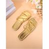 image:imageGORGLITTER Womens Metallic Strappy Flats Sandal Dressy Cute Open Toe Slip on Slides Summer Vacation Beach Sandals 2025Gold