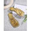 image:imageGORGLITTER Womens Metallic Strappy Flats Sandal Dressy Cute Open Toe Slip on Slides Summer Vacation Beach Sandals 2025Gold Strappy
