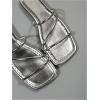 image:imageGORGLITTER Womens Metallic Strappy Flats Sandal Dressy Cute Open Toe Slip on Slides Summer Vacation Beach Sandals 2025Silver