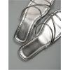 image:imageGORGLITTER Womens Metallic Strappy Flats Sandal Dressy Cute Open Toe Slip on Slides Summer Vacation Beach Sandals 2025Silver