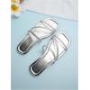 image:imageGORGLITTER Womens Metallic Strappy Flats Sandal Dressy Cute Open Toe Slip on Slides Summer Vacation Beach Sandals 2025Silver Braided