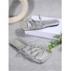 image:imageGORGLITTER Womens Metallic Strappy Flats Sandal Dressy Cute Open Toe Slip on Slides Summer Vacation Beach Sandals 2025Silver Strappy