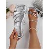 image:imageGORGLITTER Womens Metallic Strappy Flats Sandal Dressy Cute Open Toe Slip on Slides Summer Vacation Beach Sandals 2025Silver Strappy