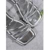 image:imageGORGLITTER Womens Metallic Strappy Flats Sandal Dressy Cute Open Toe Slip on Slides Summer Vacation Beach Sandals 2025Silver Strappy
