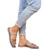 image:imageGORGLITTER Womens Metallic Strappy Sparkly Sandals Dressy Cute Slip on Slide Vacation Summer Weeding Flats SandalsBlue