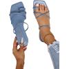 image:imageGORGLITTER Womens Metallic Strappy Sparkly Sandals Dressy Cute Slip on Slide Vacation Summer Weeding Flats SandalsBlue