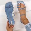 image:imageGORGLITTER Womens Metallic Strappy Sparkly Sandals Dressy Cute Slip on Slide Vacation Summer Weeding Flats SandalsBlue
