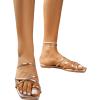 image:imageGORGLITTER Womens Metallic Strappy Sparkly Sandals Dressy Cute Slip on Slide Vacation Summer Weeding Flats SandalsLight Gold