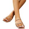image:imageGORGLITTER Womens Metallic Strappy Sparkly Sandals Dressy Cute Slip on Slide Vacation Summer Weeding Flats SandalsLight Gold