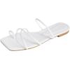 image:imageGORGLITTER Womens Metallic Strappy Sparkly Sandals Dressy Cute Slip on Slide Vacation Summer Weeding Flats SandalsLight White