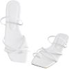 image:imageGORGLITTER Womens Metallic Strappy Sparkly Sandals Dressy Cute Slip on Slide Vacation Summer Weeding Flats SandalsLight White