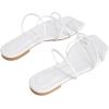 image:imageGORGLITTER Womens Metallic Strappy Sparkly Sandals Dressy Cute Slip on Slide Vacation Summer Weeding Flats SandalsLight White