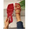 image:imageGORGLITTER Womens Metallic Strappy Sparkly Sandals Dressy Cute Slip on Slide Vacation Summer Weeding Flats SandalsRed
