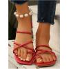 image:imageGORGLITTER Womens Metallic Strappy Sparkly Sandals Dressy Cute Slip on Slide Vacation Summer Weeding Flats SandalsRed
