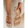 image:imageGORGLITTER Womens Metallic Strappy Sparkly Sandals Dressy Cute Slip on Slide Vacation Summer Weeding Flats SandalsRose Gold