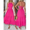 image:imageGORGLITTER Womens Open Back Flowy Maxi Dress Bow Tie Sleeveless Loose Swing Long Dresses Summer Beach Party SundressHot Pink