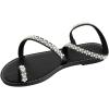 image:imageGORGLITTER Womens Pearl Strappy Flat Sandals Wedding Sandals for Bride Beaded Ankle Strap Toe Ring Slip on Slides Summer VacationBlack