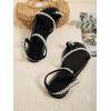 image:imageGORGLITTER Womens Pearl Strappy Flat Sandals Wedding Sandals for Bride Beaded Ankle Strap Toe Ring Slip on Slides Summer VacationBlack