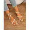 image:imageGORGLITTER Womens Pearl Strappy Flat Sandals Wedding Sandals for Bride Beaded Ankle Strap Toe Ring Slip on Slides Summer VacationGold