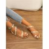 image:imageGORGLITTER Womens Pearl Strappy Flat Sandals Wedding Sandals for Bride Beaded Ankle Strap Toe Ring Slip on Slides Summer VacationGold