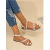 image:imageGORGLITTER Womens Pearl Strappy Flat Sandals Wedding Sandals for Bride Beaded Ankle Strap Toe Ring Slip on Slides Summer VacationSilver