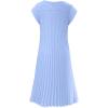 image:imageGORGLITTER Womens Pleated Flowy Chiffon Church Dresses Elegant Summer Short Sleeve Wedding Guest Maxi Dress OutfitsBlue
