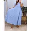 image:imageGORGLITTER Womens Pleated Flowy Chiffon Church Dresses Elegant Summer Short Sleeve Wedding Guest Maxi Dress OutfitsBlue