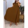 image:imageGORGLITTER Womens Pleated Flowy Chiffon Church Dresses Elegant Summer Short Sleeve Wedding Guest Maxi Dress OutfitsBrown